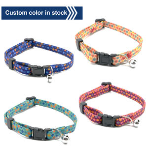 Collier de chat réglable, doux et confortable en polyester durable avec motif imprimé Boucle à dégagement rapide Cloche de sécurité - Product Image 3