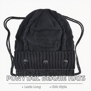 Bonnets d'hiver épais pour queue de cheval – Dernière mode, confortables, chauds, qualité supérieure, avec logo personnalisé, casquettes uniques - Product Image 3