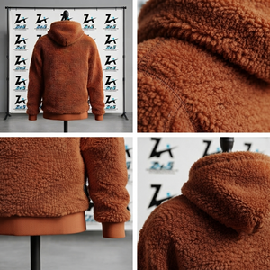 Sweat-shirt à capuche en polaire sherpa pour homme, coupe oversize, couleur unie, décontracté, pour l'hiver, anti-boulochage, tricoté - Product Image 4
