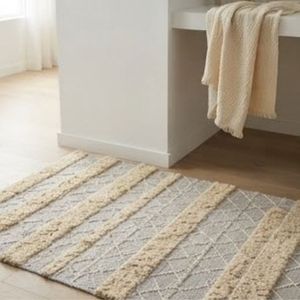 Scandinavian Striped Area Rug Rectangle Organic Cotton Flat Weave Low Pile Washable Living Room Decor at Wholesale Price - Product Image 6