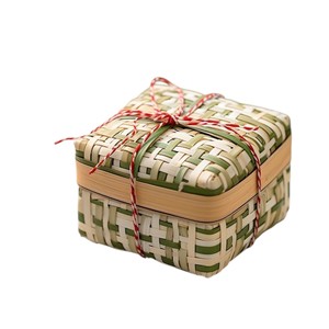 Square Bamboo <b>Gift</b> Box Handwoven Green Bamboo <b>Hamper</b> Natural Straw <b>Basket</b> Luxury Presentation Case - Product Image 1