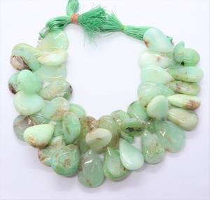 Crisoprasa natural lisa en forma de pera, cuentas de crisoprasa largas en forma de pera de 8 pulgadas, hilo de cuentas de crisoprasa lisas para joyería. - Product Image 1
