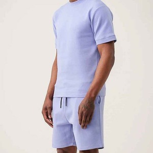 Ensembles T-shirt et short d'été pour hommes 2026, 100 % coton tissé, coupe classique, streetwear, prix abordable, avec logo personnalisé - Product Image 4