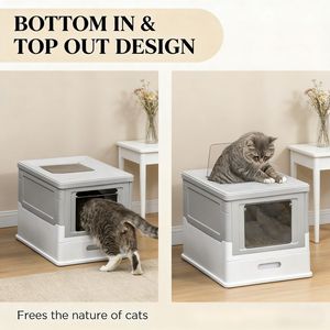 Lettiera per Gatti in Acciaio Inossidabile Chiusa, Grande Capacità, Facile da Pulire, con Paletta Quadrata in Plastica - Product Image 6