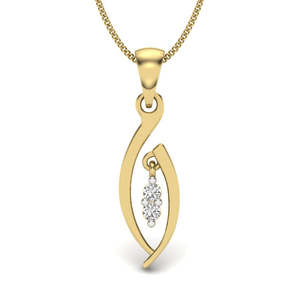 Pendentif en or jaune avec diamants naturels taille brillant ronde, bijoux minimalistes pour femmes à porter au quotidien - Product Image 2