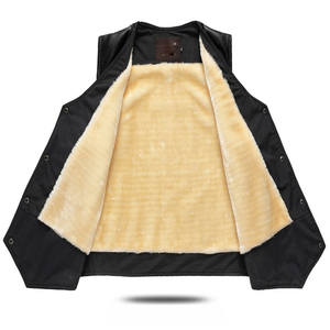 Gilet en cuir de moto brodé rétro vintage grande taille pour hommes, coupe-vent, gilet sans manches pour motard, veste Streetwear chevalier - Product Image 6