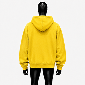 Sudadera con capucha amarilla personalizada con cremallera, estilo gótico oversize con gráfico de cruz y letras AB, ropa urbana unisex de moda para hombre - Product Image 2