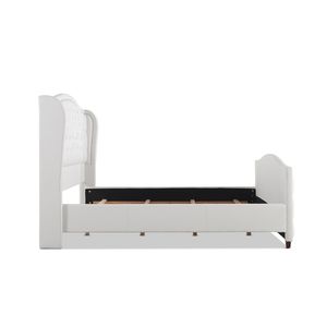 Set Letto Imbottito Marcella King-Size con Testiera in Poliestere Bianco Brillante, Letti Imbottiti Eleganti - Product Image 6