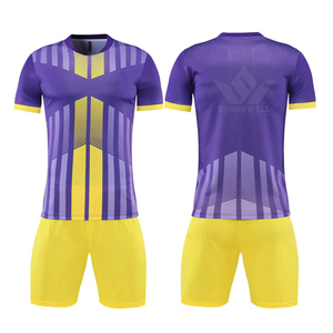 Conjunto de Camiseta de Fútbol para Hombre, Blanca, Azul y Roja, Cuello en V, Cintura Elástica, Manga Corta, Sublimada, Poliéster que Absorbe la Humedad, Personalizable para Equipos - Product Image 4