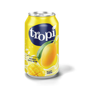 Boisson Tropi Juice 330ml en canette aluminium, 100% purée de fruits, faible en gras, fraîchement pressée, aromatisée, certifiée Halal, saveur pastèque - Product Image 5