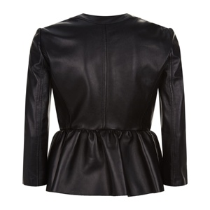 Faux <b>Leather</b> Women PU Jacket Coat Black Fashion Pleated O-neck New Spring Female Plus Size Sheepskin Jackets Solid Pattern Frock - Product Image 2