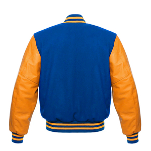Blue Body and Gold sleeve varsity <b>jacket</b> men Letterman <b>Jacket</b> with gold <b>Leather</b> Sleeves custom <b>leather</b> varsity <b>jacket</b> - Product Image 1