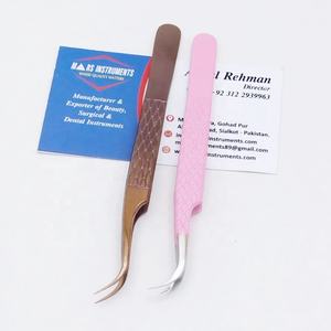 Pinzas de extensión de pestañas con estampado de diamantes de oro rosa, acero inoxidable curvo con punta puntiaguda, juego de agarre de pestañas sostenible - Product Image 5