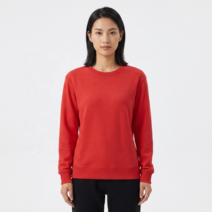 Suéter de Punto Rojo Unisex, Cuello Redondo, Corte Regular, Color Sólido, Estilo Casual - Product Image 5