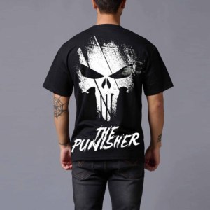 Camiseta Negra de Manga Corta para Hombre, con Patrón Geométrico Blanco, Cuello Redondo, Estilo Urbano, Talla Grande, Antiarrugas, Transpirable, de Algodón Ecológico - Product Image 4