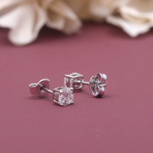 IGI Certified Lab Grown Diamond Cushion Solitaire <b>Stud</b> <b>Earrings</b> in 9K White / Rose & Yellow Gold | Luxury Diamond <b>Earring</b> - Product Image 5