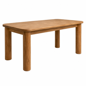 Mesa de Comedor de Madera de Teca Sólida, Rectangular Suave con Patas Ovaladas Gruesas, Diseño Escandinavo Moderno, Ecológica, para 6 Personas - Product Image 3