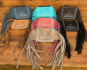 Nouvel arrivage de porte-monnaie à larges franges en cuir suédé pour femmes, porte-monnaie en gros, portefeuilles en cuir véritable - Product Image 2