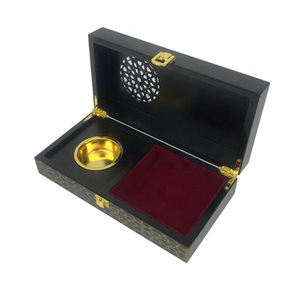 Luxury Mother of Pearl Inlay Mubkhar Incense Burner Set Wooden <b>Oud</b> <b>Bakhoor</b> Burner Holder Box with Clear Acrylic Cover Decor - Product Image 3