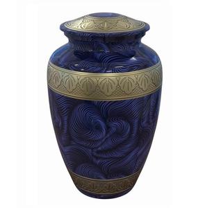 Urna Funeraria de Metal y Latón Grabada en Color Verde Clásico para Cenizas de Adultos, Estilo Europeo Ecológico de 200 Cúbicos - Product Image 4