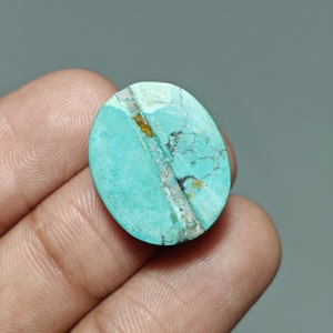 Turquoise naturelle du Hubei, cabochon ovale, pierre précieuse turquoise pour la fabrication, 20x17x5 mm. 11 Ct. E671 - Product Image 2