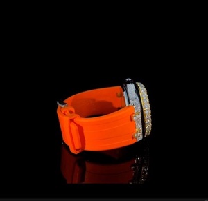 Men's Luxury <b>Chronograph</b> Watch Stainless Steel Case Silicone Strap Diamond Bezel 42mm Analog Quartz Movement - Product Image 3