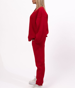 Ensemble de survêtement polaire personnalisé pour femme, tendance, de luxe, hiver, uni, avec appliques en dentelle brodée, style vintage, en coton 100% de qualité supérieure - Product Image 2