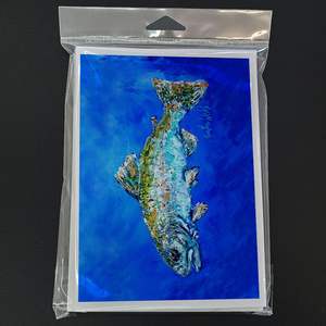 Whimsical A7 Tamaño 5x7 Fish Headed Downstream Tarjetas de notas en blanco Paquete de 8 con sobres para saludos - Product Image 3