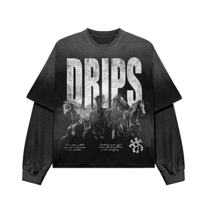 เสื้อยืดโอเวอร์ไซส์แขนยาวลายกราฟิกหัวกะโหลกสไตล์พังก์ คอกลม สตรีทแวร์ สำหรับผู้ชาย - Product Image 6
