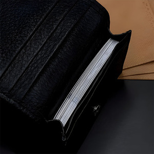 Magnetic Button Closure Black Leather Multi Cardholder Pocket Compact ID Card Case Universal Daily Useful Money <b>Wallet</b> <b>For</b> <b>Men</b> - Product Image 6