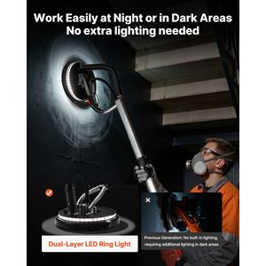 Levigatrice Elettrica per Cartongesso 1010W, 7 Velocità Variabili 1000-2200 RPM, Strumento a Doppio Disco per Rimozione Controsoffitti in Cartongesso, Dischi Abrasivi 1010W - Product Image 5