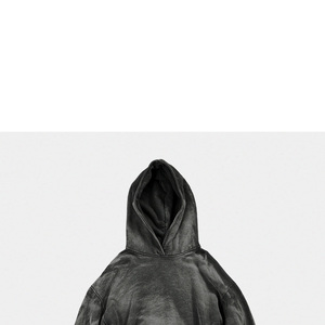 Sweat-shirt à capuche noir surdimensionné personnalisé, streetwear, en coton molletonné, fournisseur OEM ODM, vente en gros - Product Image 5