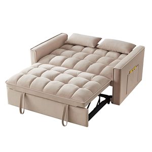 Divano Letto 4-in-1 Trapuntato con Braccioli e Tasche Portaoggetti, Schienale Regolabile, Funzione Estraibile Multifunzione - Product Image 4
