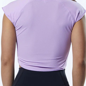 Women's <b>Purple</b> O-Neck Crop Top Short Sleeve Casual Knitted Spandex Polyester Solid Color All Seasons Wear - Product Image 6