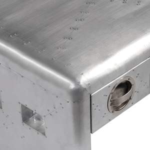 Mesa de centro mediana de madera plateada y aluminio - Product Image 4