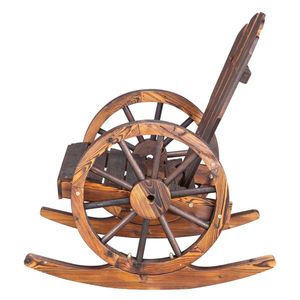 Sedia a dondolo da giardino 60*89*94cm in legno di abete con ruota in legno, colore carbonizzato, per esterni - Product Image 5