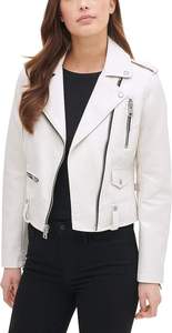 <b>White</b> Leather <b>Jacket</b> For <b>Women</b> Plain Cow Material Classic Pattern Wholesale Cheap Prices Autumn Wear - Product Image 2