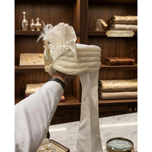 ผ้าโพกหัวเจ้าบ่าวประดับมุกและคริสตัล คัลกี สำหรับงานแต่งงานแบบอินเดียราชวงศ์ - Product Image 3