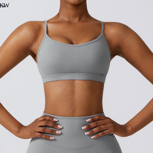 Custom Women's High Support Square <b>Neck</b> Sports Bra Breathable Longline Yoga Gym Workout Bra with Removable <b>Pads</b> OEM - Product Image 4