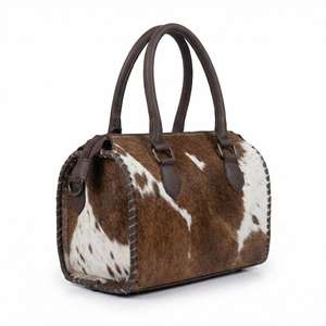 Sac de voyage mini Speedy vintage personnalisé en cuir véritable 100% avec fourrure, sac de week-end, sac de nuit, sac à main élégant pour affaires et voyages - Product Image 2