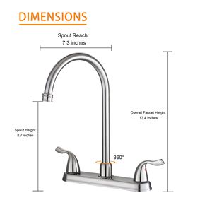 Rubinetto da cucina a 2 maniglie e 3 fori in nichel spazzolato per rubinetti da cucina - Product Image 4