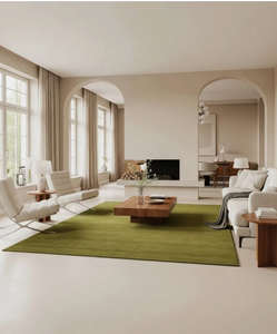 พรมขนสัตว์ทอมือลายเรขาคณิตสีเขียวทันสมัย เป็นมิตรกับสิ่งแวดล้อม กันลื่น นุ่มสบาย ขนปานกลาง ขนาดสั่งทำได้ ใช้ในบ้านหรือสำหรับละหมาด - Product Image 4