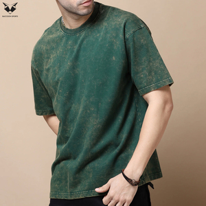 Camisetas Casuales Transpirables de Color Verde 2026, Ligeras, Totalmente Personalizadas, Servicio OEM ODM, Lavado Ácido, para Hombre - Product Image 3