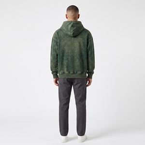 Sudadera con Capucha para Hombre Dumela, Corte Holgado, Color Verde Claro Lavado, Felpa Francesa de Algodón, Estilo Casual para Otoño, Diseño con Logotipo Frontal y Bolsillo - Product Image 4