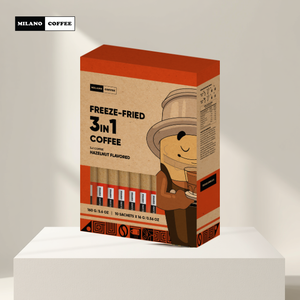 Café Milano Liofilizado 3 en 1, Café Instantáneo con Sabor a Avellana, 10 Sobres de 16g Cada Uno, Cafeinado, Sabor Amargo a Nuez, Full City+ - Product Image 5