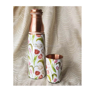 Eco friendly solid <b>copper</b> water <b>bottle</b> with secure threaded lid for clean water storage and healthy hydration - Product Image 2