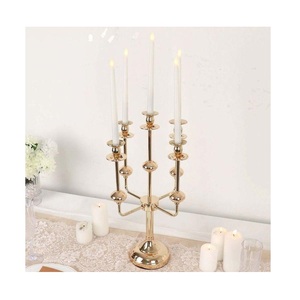 Support à bougie décoratif en métal avec finition plaquée pour la décoration d'intérieur, de mariage et de festivals - Product Image 2