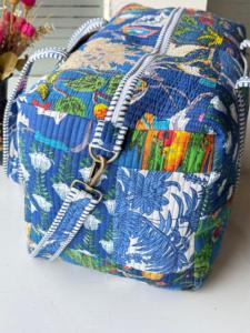 Cotton Quilted Duffle lggage Shoulder <b>Bag</b> Floral Print Eco-Friendly <b>Bag</b> Canvas Lining Fashionable <b>Overnight</b> Washable <b>Bag</b> - Product Image 4