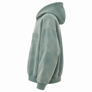 Sweat-shirt décontracté unisexe en coton French Terry avec logo gaufré de qualité supérieure, vert automne - Product Image 3
