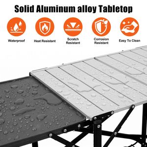 Foldable Aluminum <b>Camping</b> Kitchen <b>Table</b> with Heat Resistant Top Detachable Lamper 4 Side Trays Mesh <b>Storage</b> Rack - Product Image 6